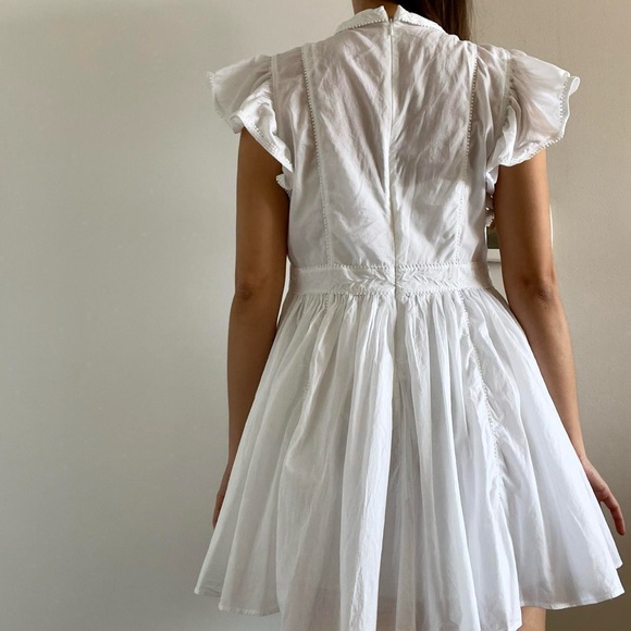 Banana Republic | White embroidered ruffle mini dress with slip | Size S - Picture 3 of 6